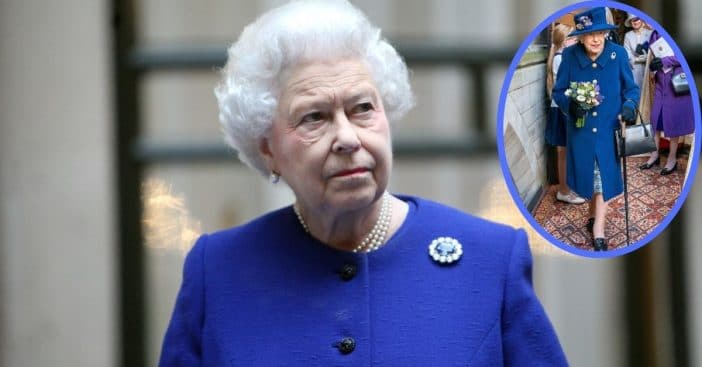 Queen Elizabeth seen using a cane publicly for the first time in almost two decades