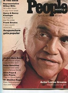 A 1974 issue of People magazine where Lorne Greene becomes an early spokesperson for acupuncture in America