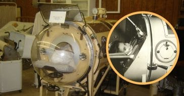 Martha Lillard in a polio-era ventilator