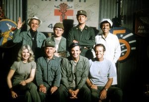 MASH, (back, l to r): William Christopher, Gary Burghoff, David Ogden Stiers, Jamie Farr, (front): Loretta Swit, Harry Morgan, Alan Alda, Mike Farrell