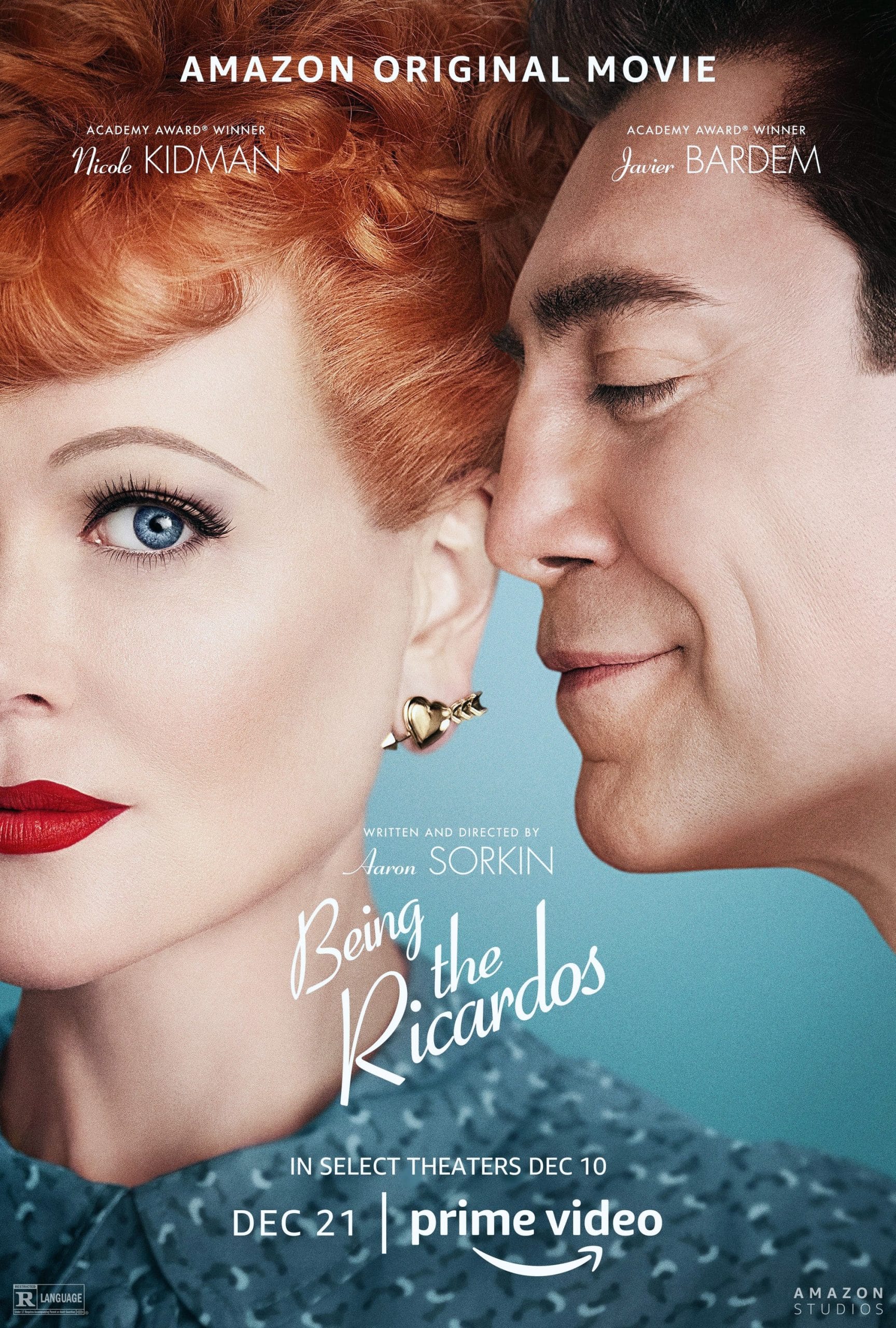 BEING THE RICARDOS, US poster, from left: Nicole Kidman as Lucille Ball, Javier Bardem as Desi Arnaz