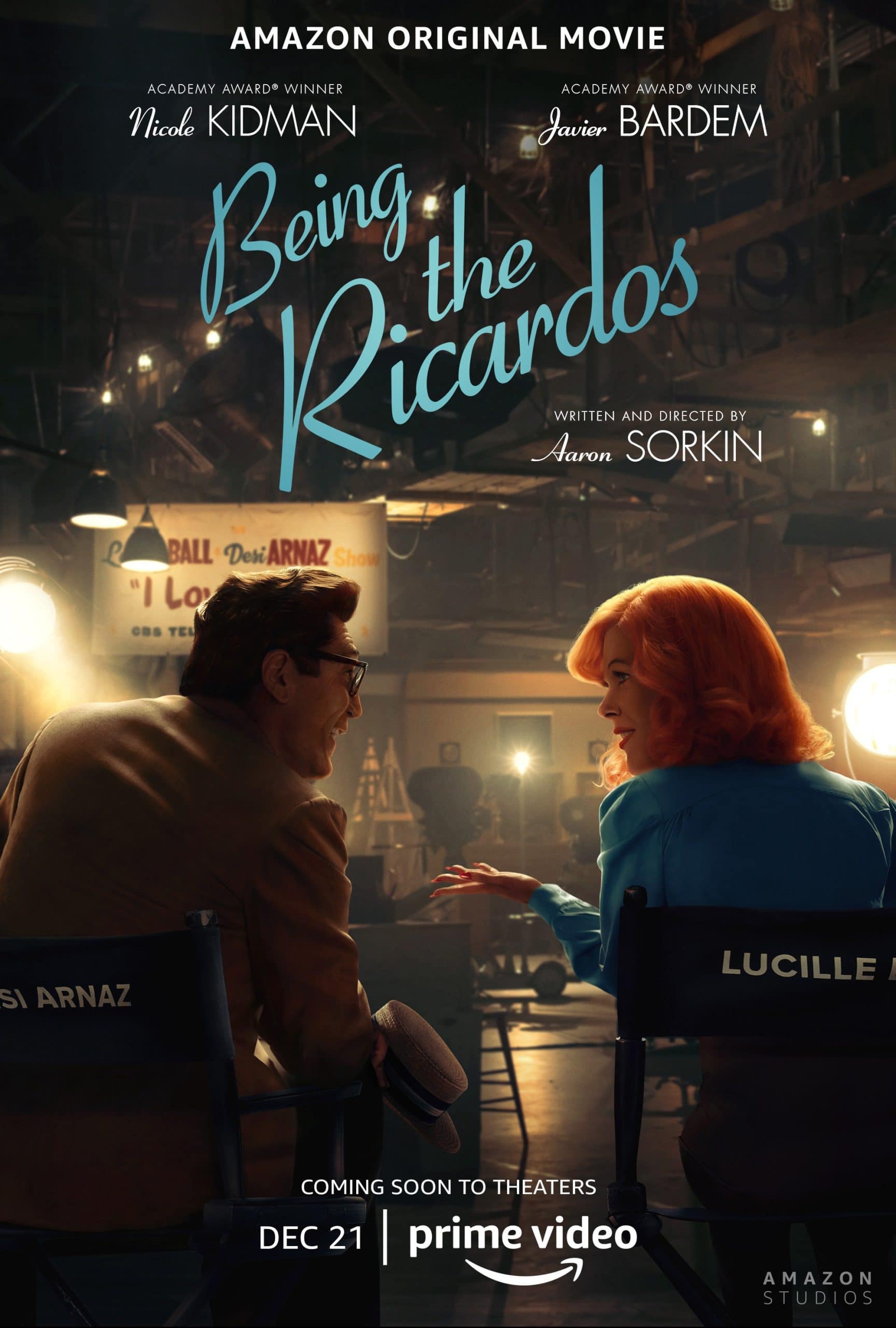 BEING THE RICARDOS, US advance poster, from left: Javier Bardem as Desi Arnaz, Nicole Kidman as Lucille Ball, 2021
