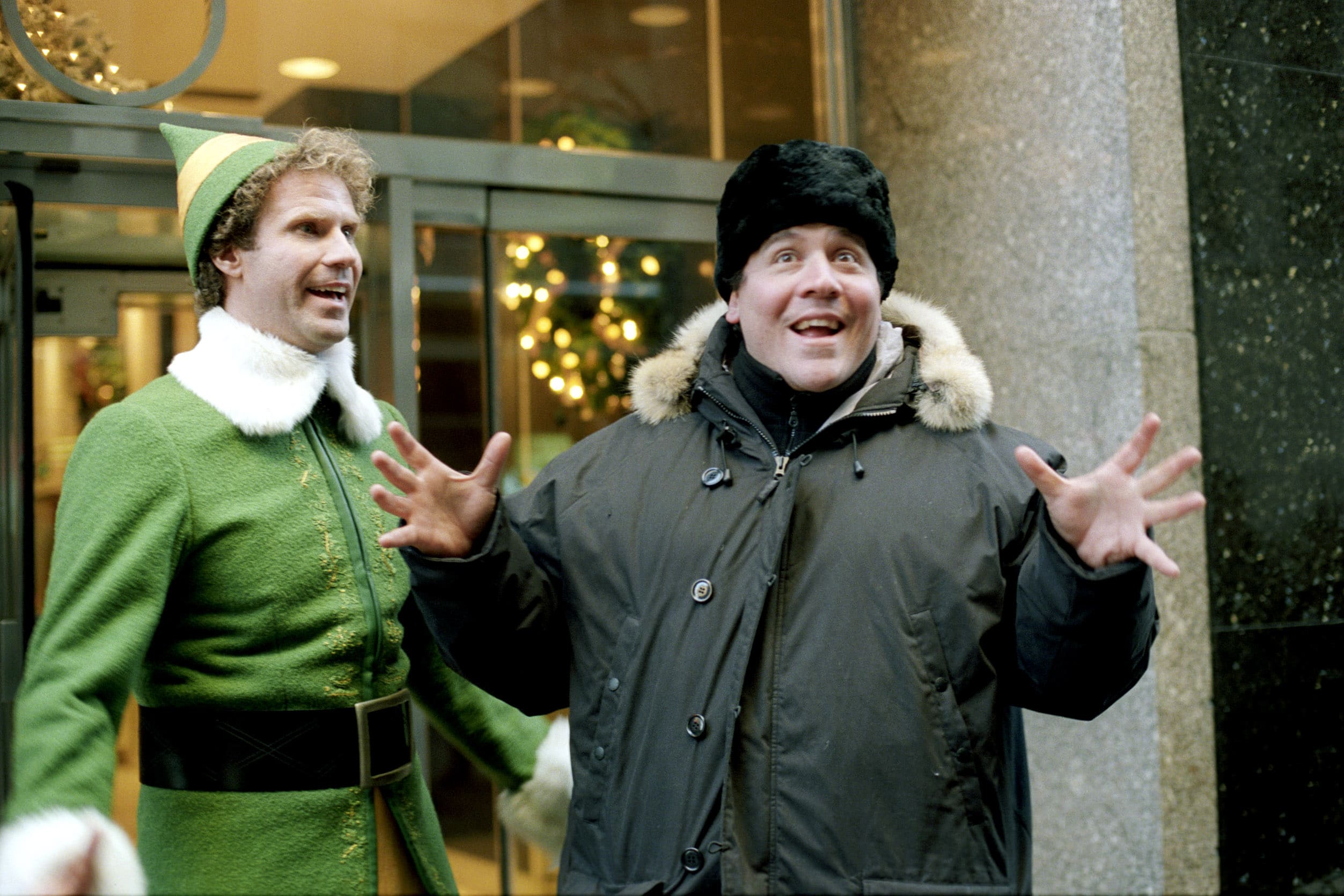 ELF, Will Ferrell, director Jon Favreau on the set, 2003