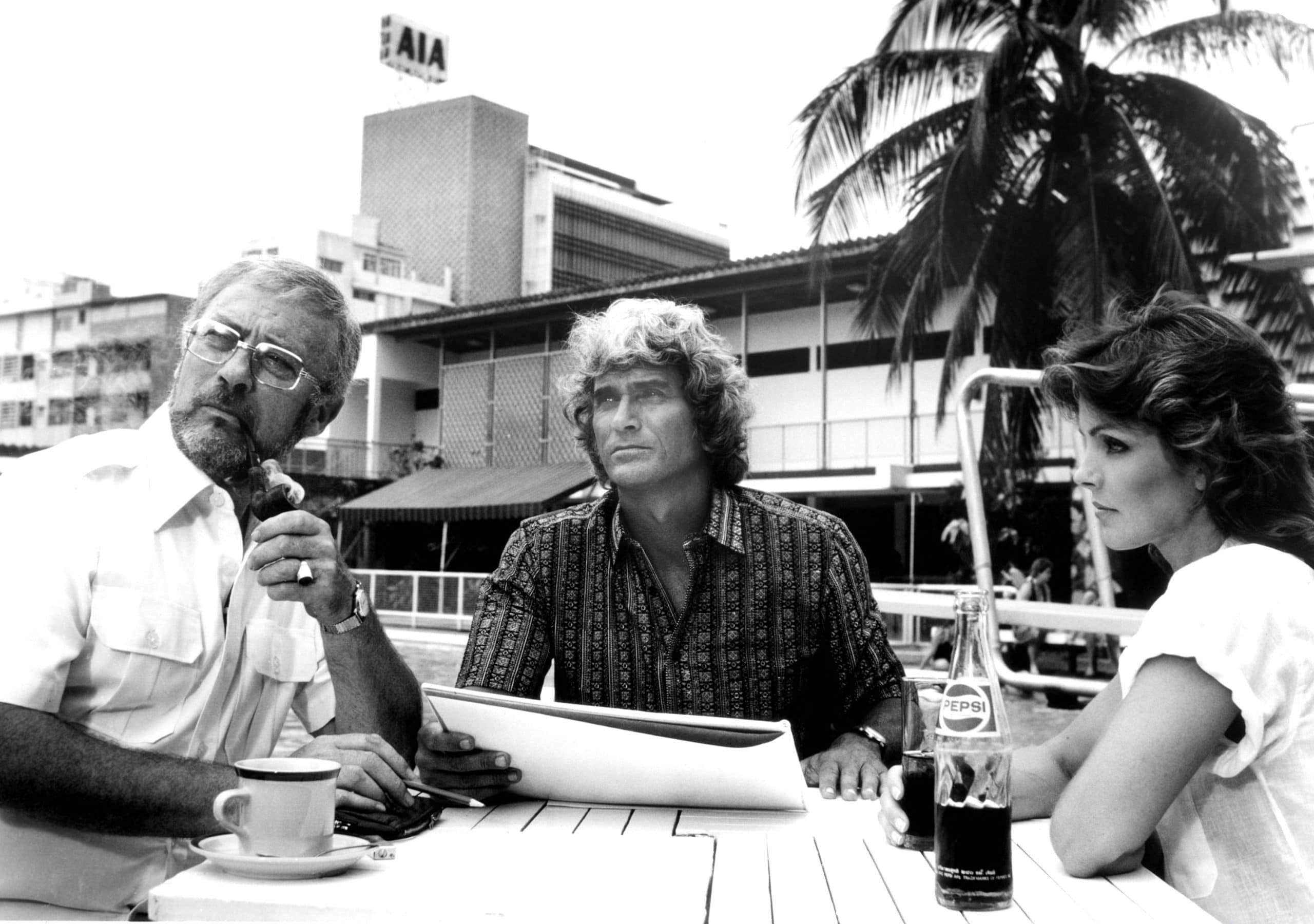 COMEBACK, (aka LOVE IS FOREVER), from left, Edward Woodward, Michael Landon, Priscilla Presley, 1983