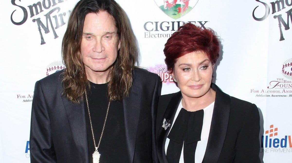Ozzy Osbourne poses with wife Sharon Osbourne