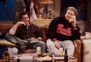 Goodman on the set of Roseanne with Ahmet Zappa