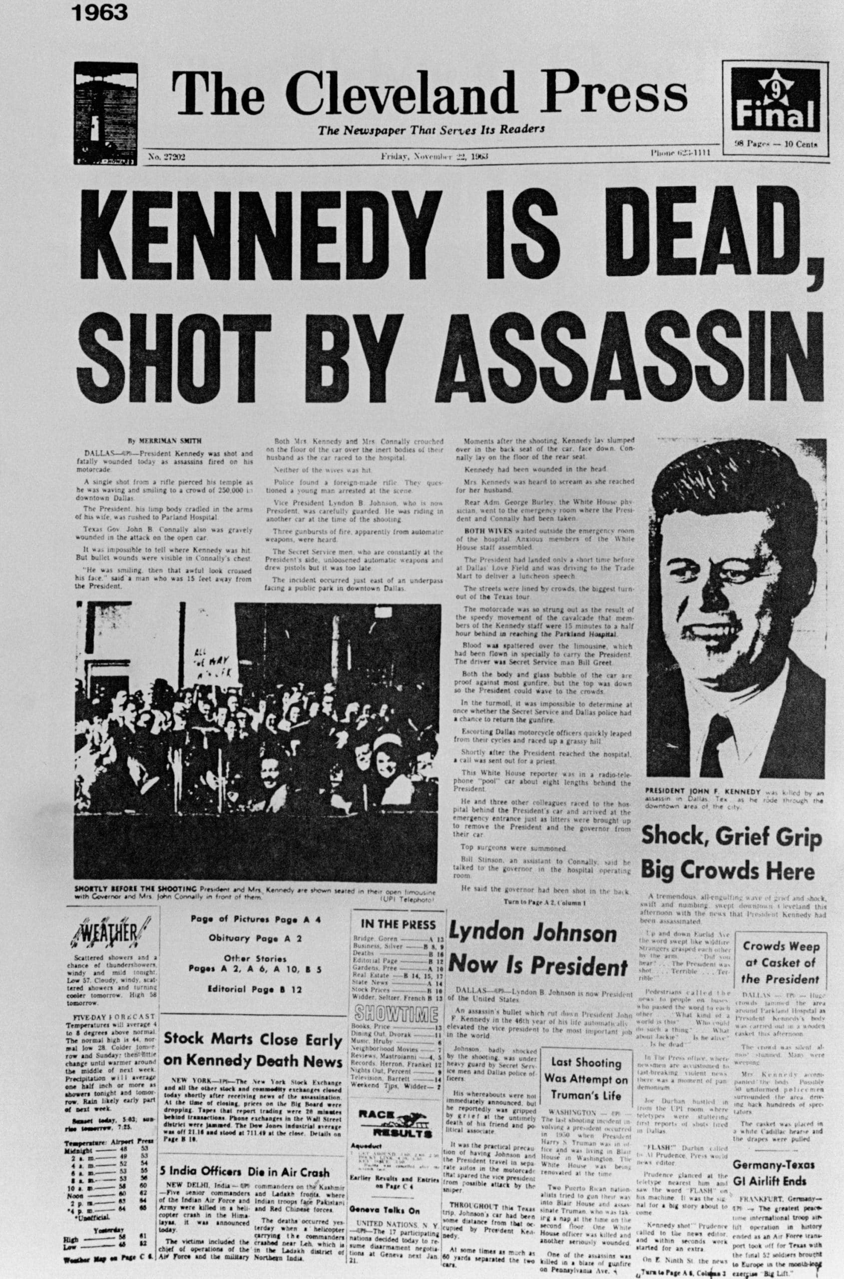 JFK assassination newspaper headline