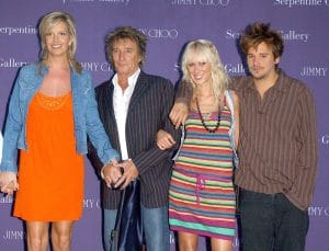 Pregnant Penny Lancaster and Rod Stewart and his children Kimberley and Sean Stewart at the annual Serpentine Gallery Summer Party in Kensington Gardens