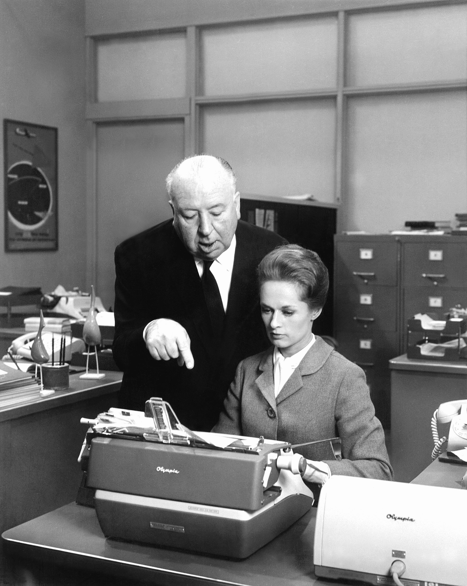 Alfred Hitchcock directing Tippi Hedren