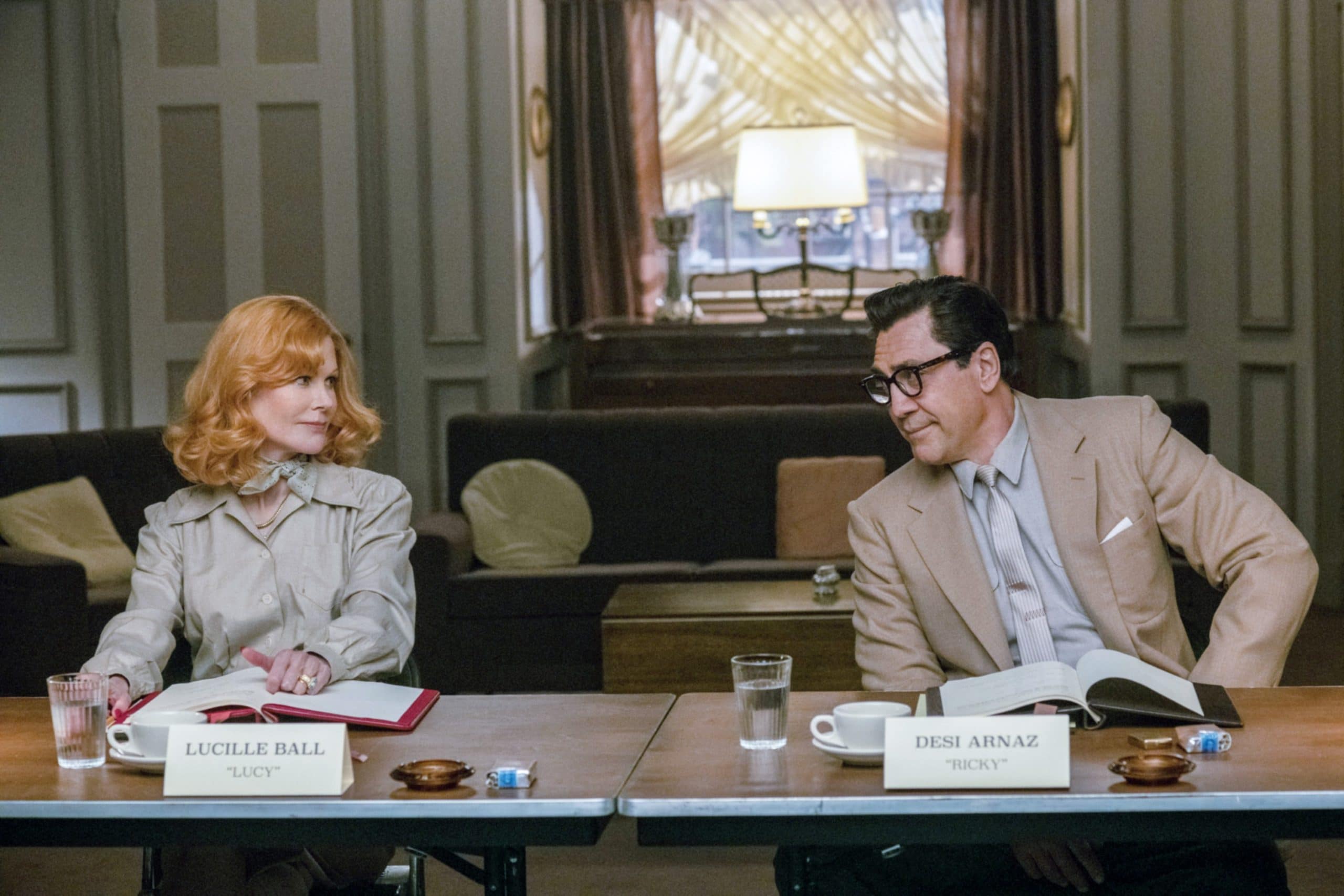 BEING THE RICARDOS, from left: Nicole Kidman as Lucille Ball, Javier Bardem as Desi Arnaz, 2021