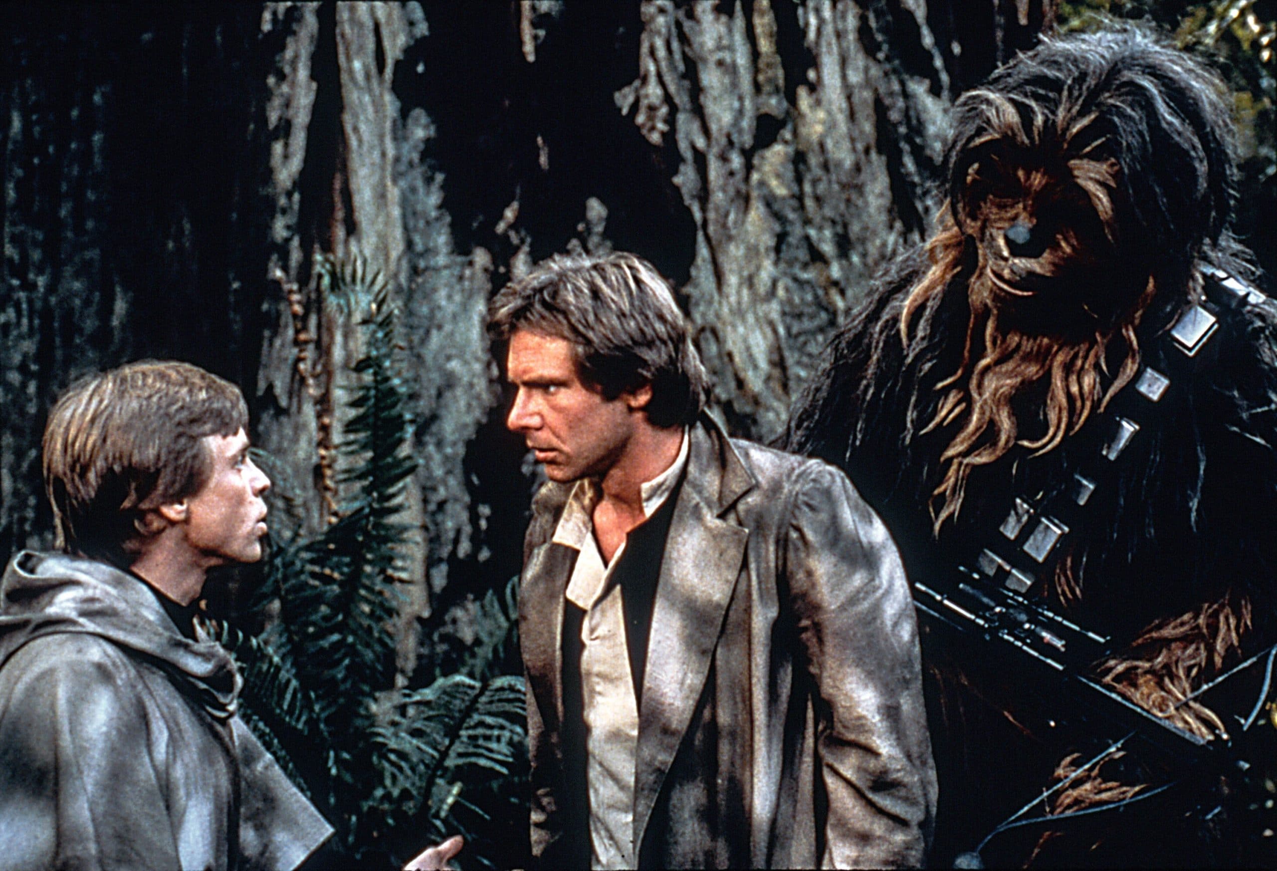 Mark Hamill as Luke Skywalker, Harrison Ford as Han Solo, Peter Mayhew as Chewbacca