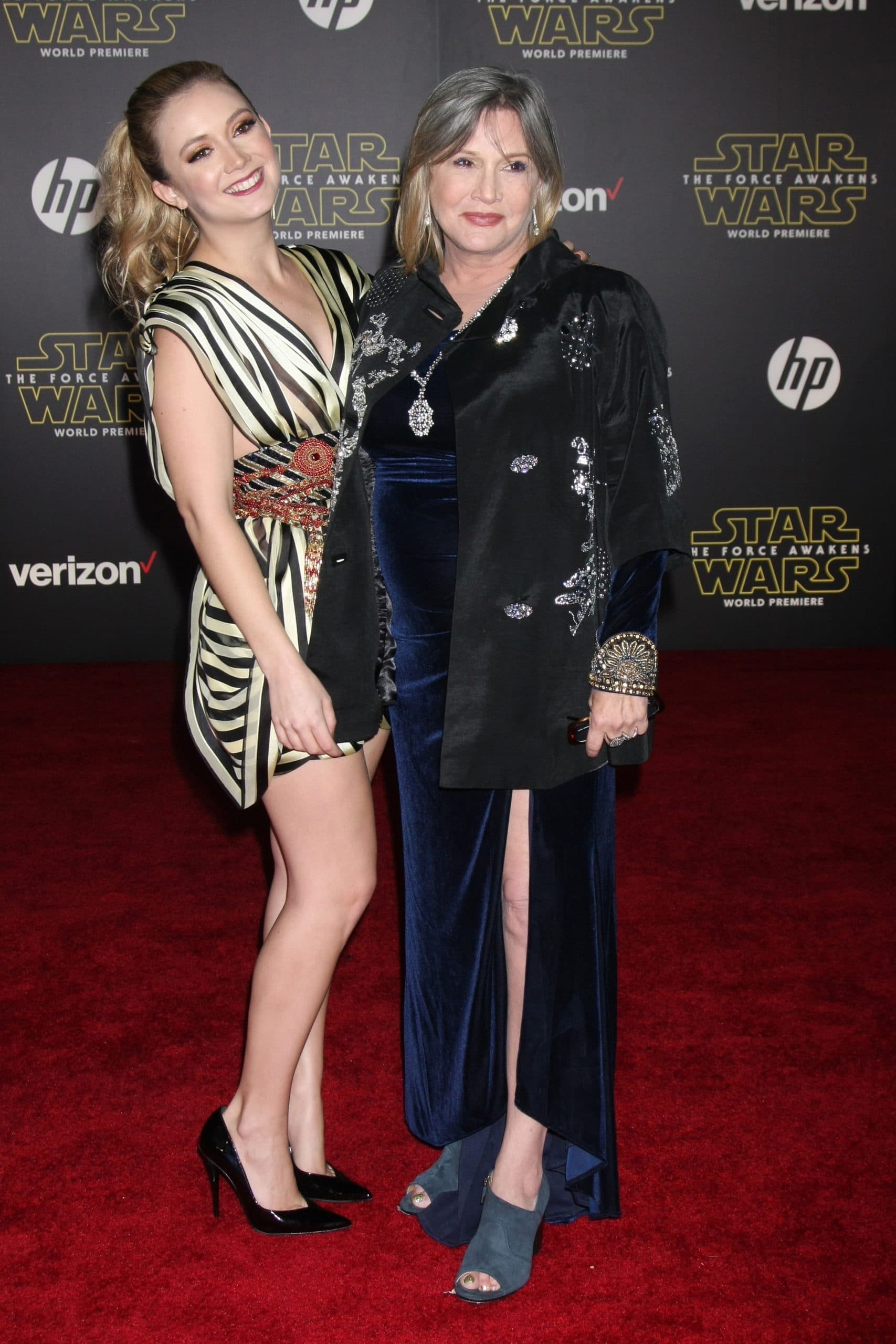 Billie Lourd, Carrie Fisher at the Star Wars: The Force Awakens World Premiere