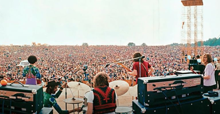 A crowd of people at a music festival