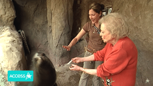 Betty White readily tended to animals at the Los Angeles Zoo herself