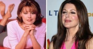 Jane Leeves then and now