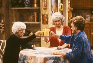 Only three Golden Girls would be seated at the kitchen table in keeping with the amount of chairs available