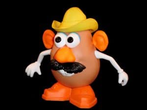Plastic eventually won out over actual produce for Mr. Potato Head