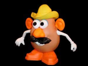 Plastic eventually won out over actual produce for Mr. Potato Head