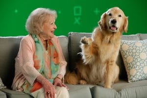 PAWGUST, (from left): host Betty White, Auggie the dog