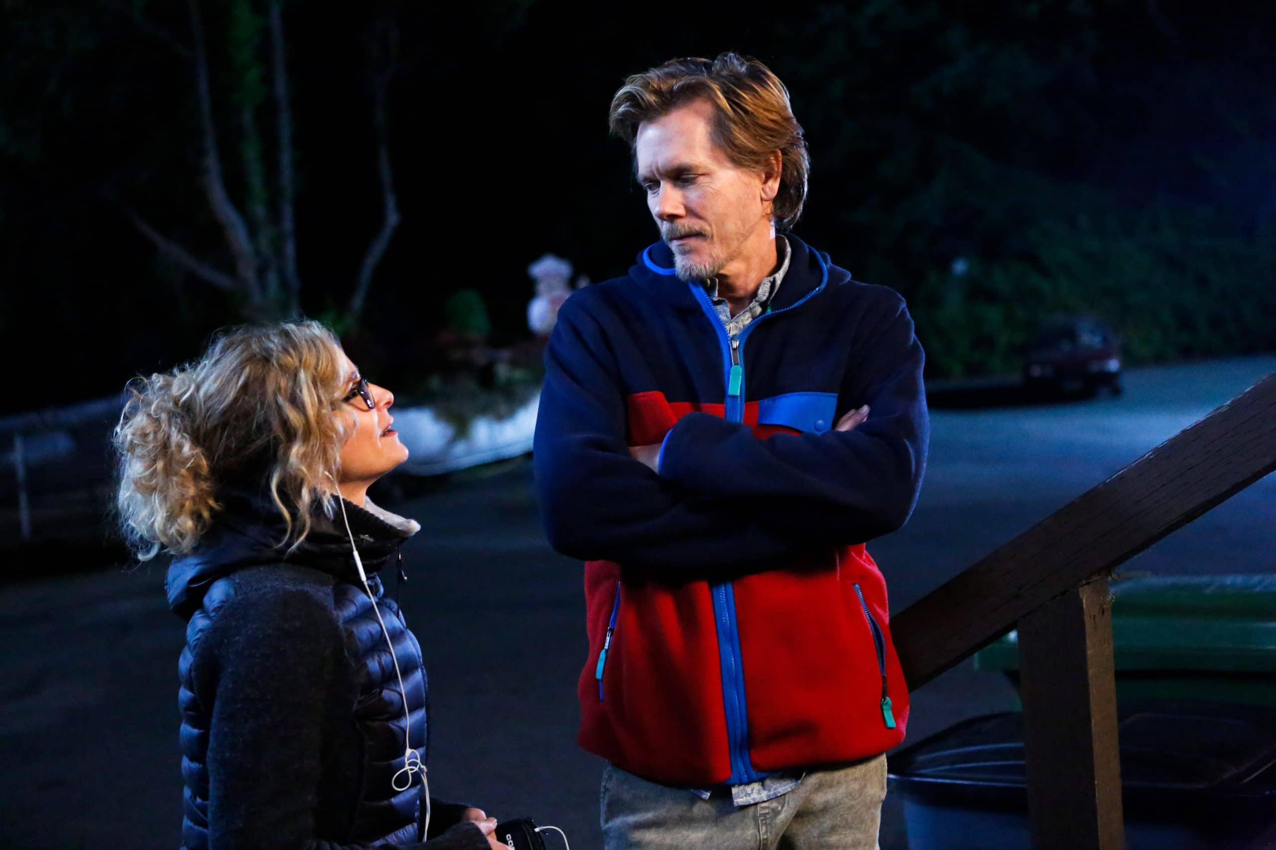 STORY OF A GIRL, (from left): director Kyra Sedgwick, Kevin Bacon on-set