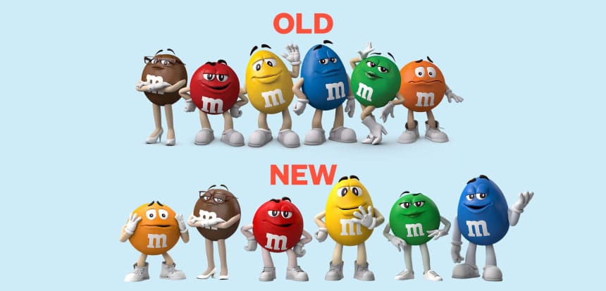 Old vs. New M&M's characters