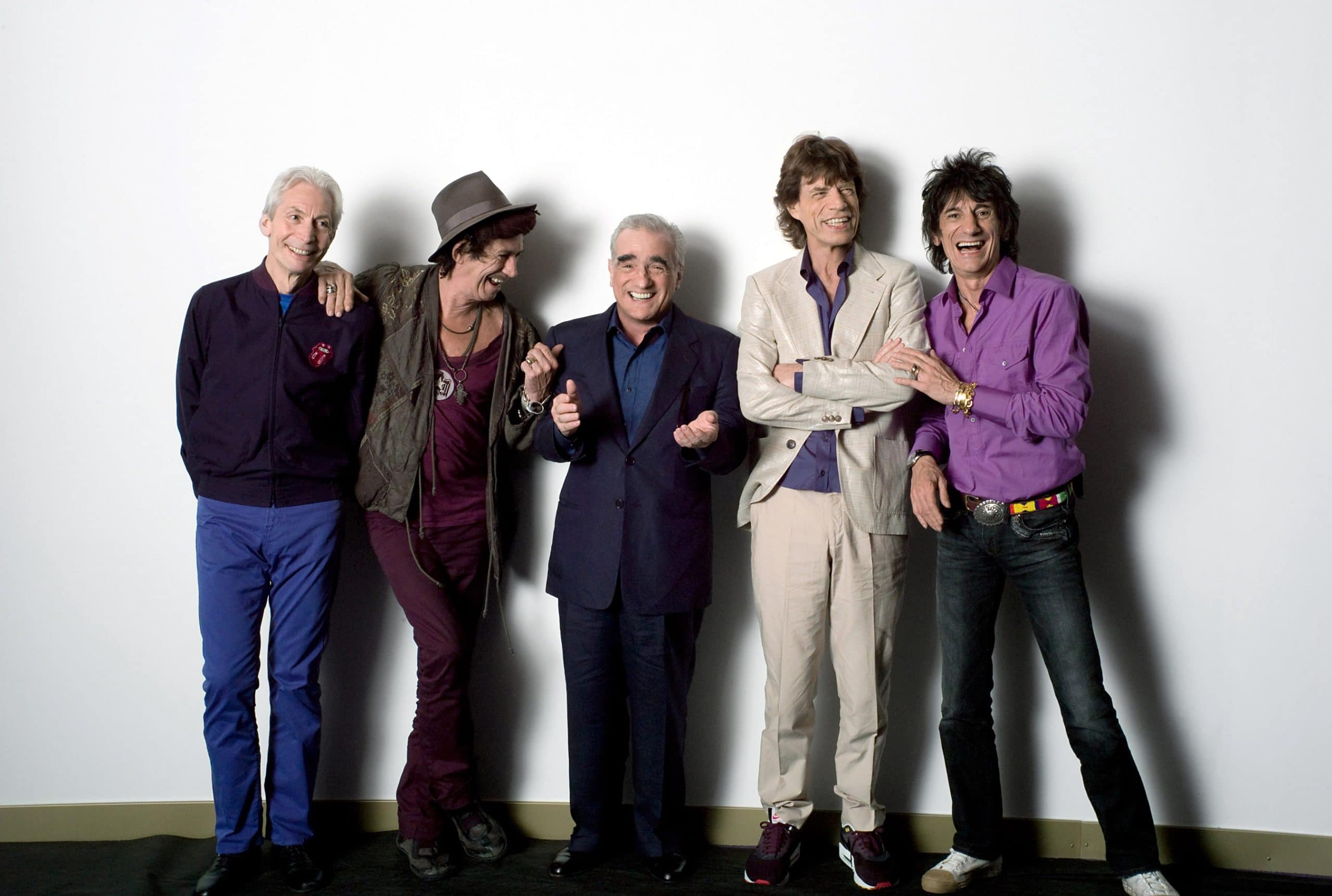 SHINE A LIGHT, Charlie Watts, Keith Richards, director Martin Scorsese, Mick Jagger, Ron Wood, on set, 2007