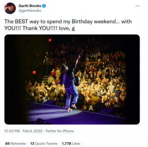 Brooks spent the weekend leading up to his birthday performing