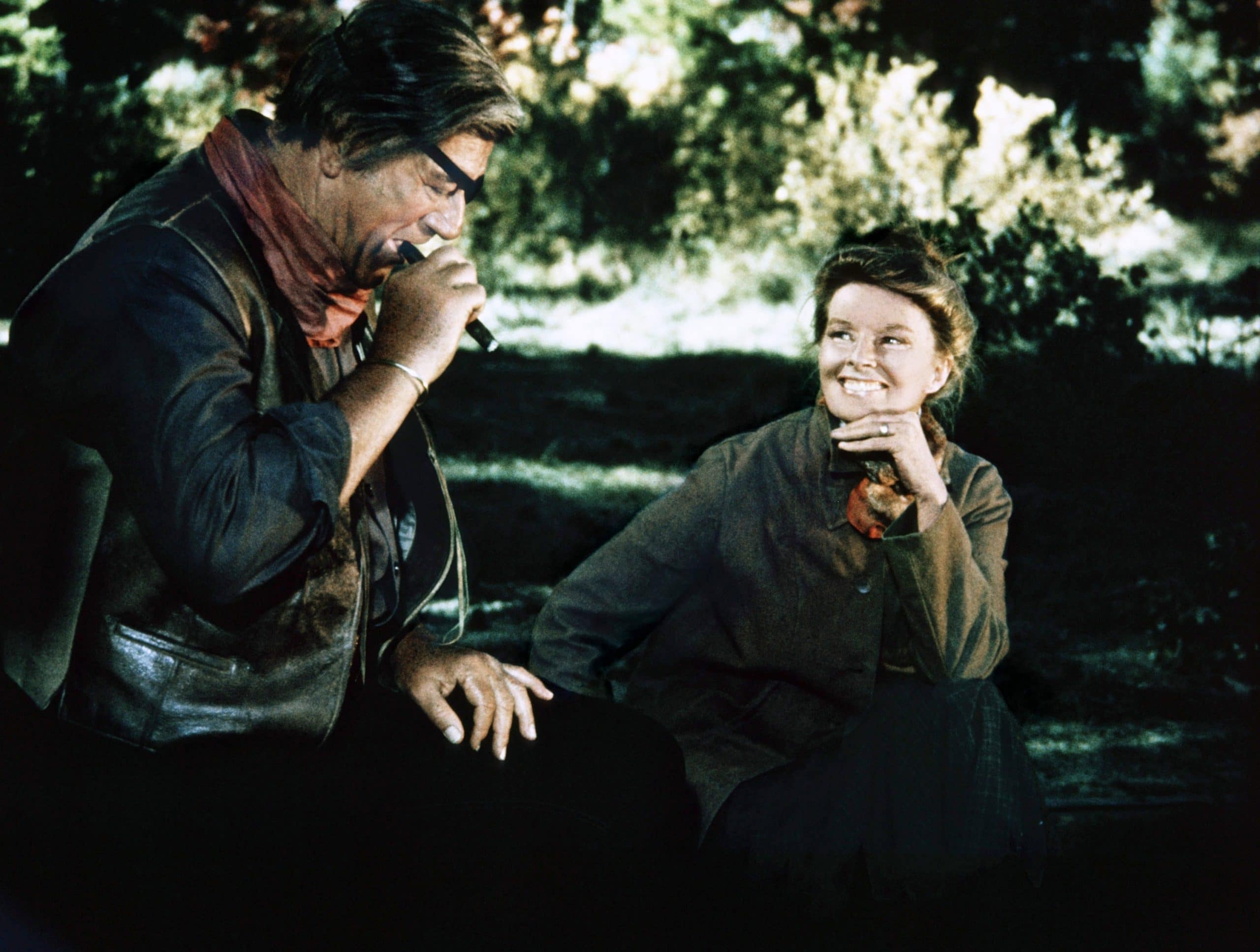 ROOSTER COGBURN, from left: John Wayne, Katharine Hepburn, 1975
