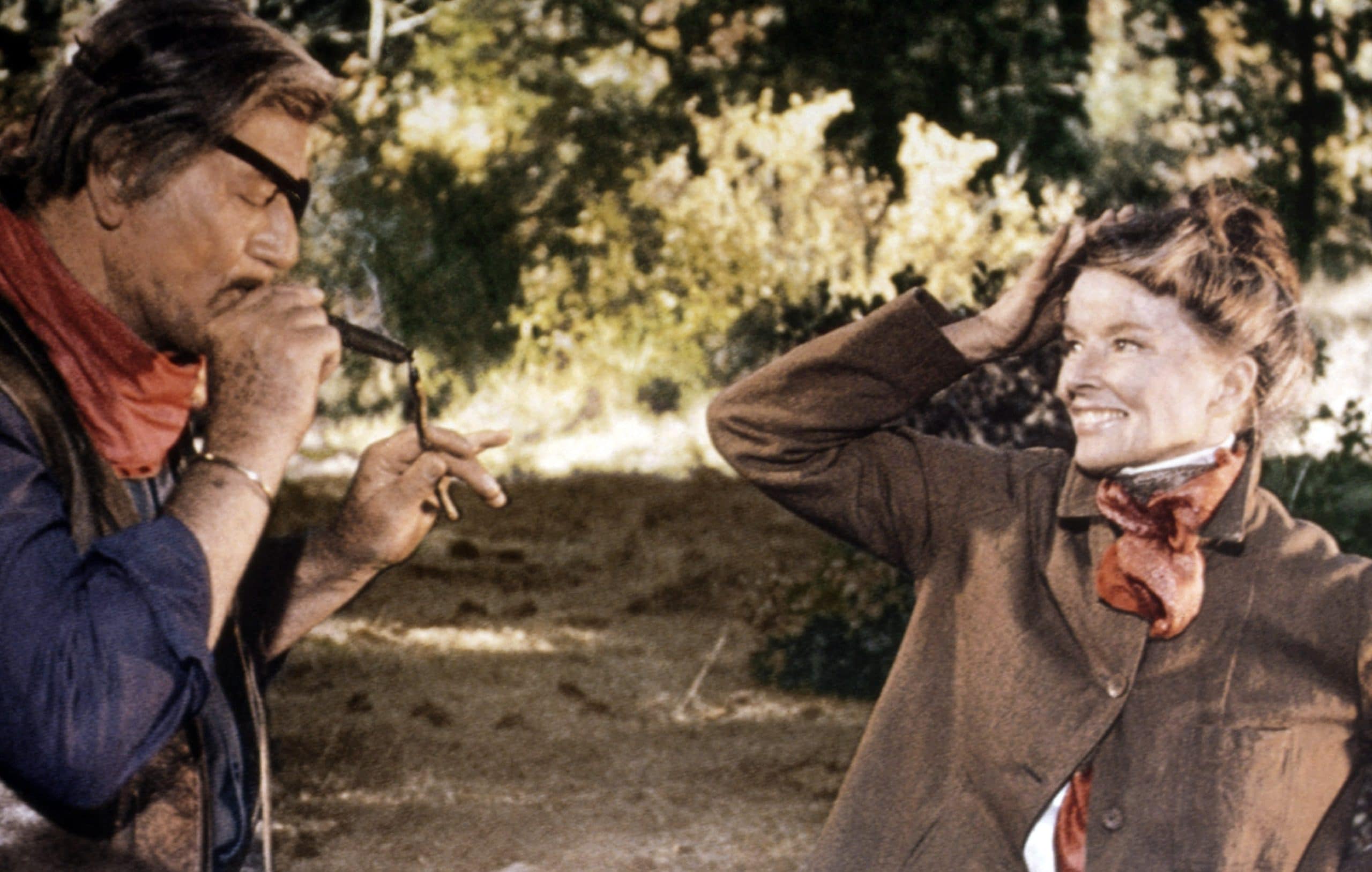 ROOSTER COGBURN, John Wayne, Katharine Hepburn, 1975