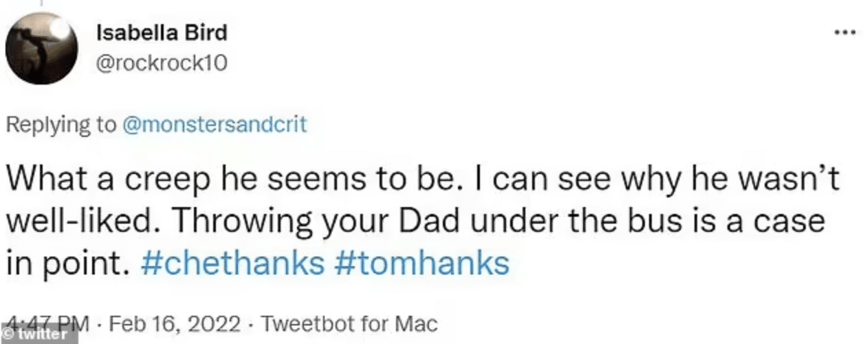 People slam Chet Hanks for comments about his own dad Tom Hanks
