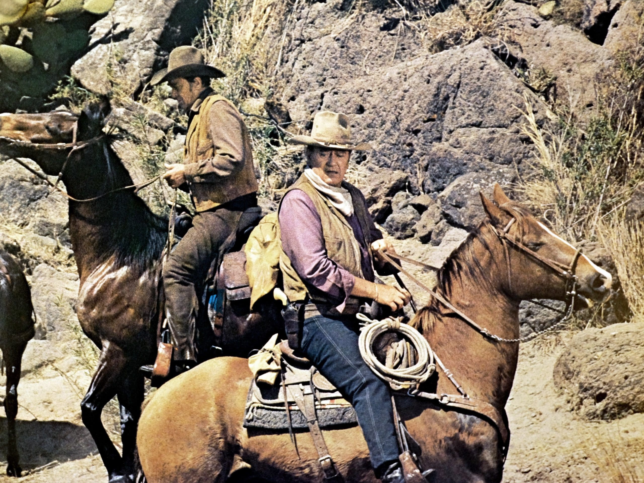 THE TRAIN ROBBERS, from left, Rod Taylor, John Wayne, 1973 
