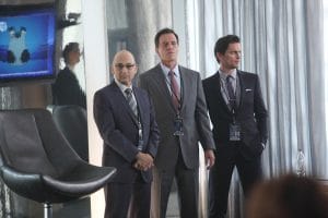 WHITE COLLAR, (from left): Ned Eisenberg, Tim DeKay, Matt Bomer