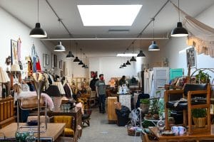 Thrift stores build inventory by accepting donations then selling usually at low prices