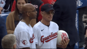 Tom Hanks and Wilson the volleyball and friend