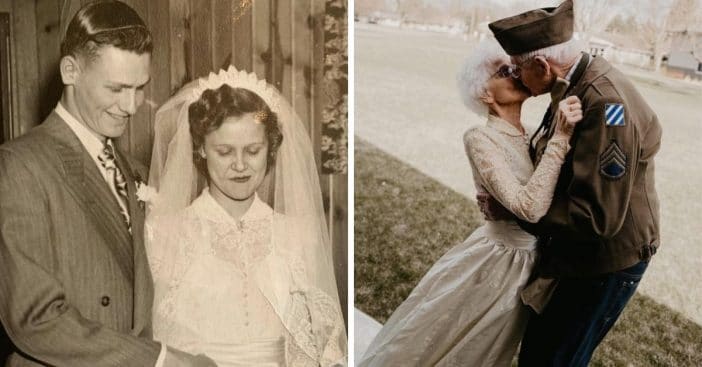 Woman Wears Original Wedding Dress While Celebrating 70 Years With Husband