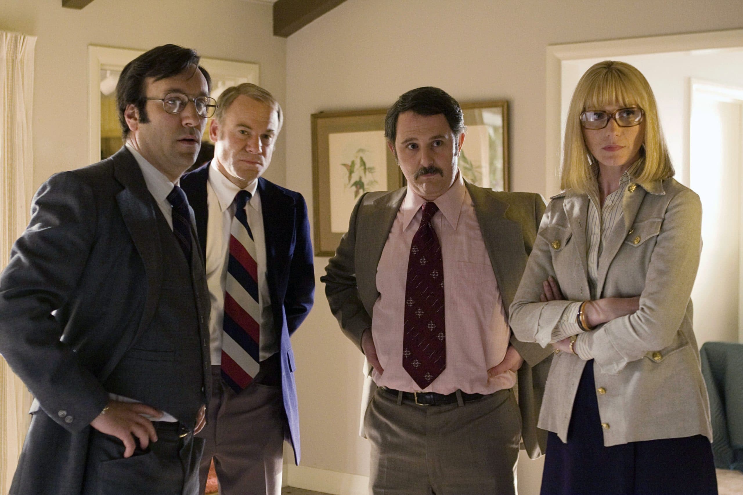 FROST/NIXON, from left: Gabriel Jarret, Jim Meskimen, Andy Milder, Kate Jennings Grant 