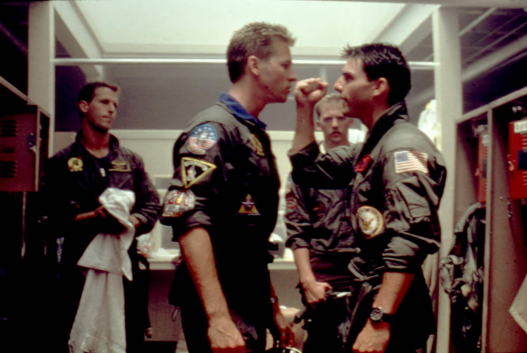 TOP GUN, Rick Rossovich, Val Kilmer, Anthony Edwards, Tom Cruise, 1986