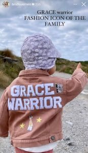 Bindi shows off a custom jacket just for Grace Warrior