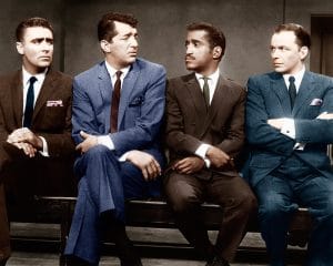 OCEAN'S ELEVEN, from left: Peter Lawford, Dean Martin, Sammy Davis Jr., Frank Sinatra