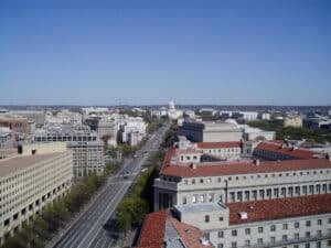 Pennsylvania Avenue was lined with flags bearing 51 stars