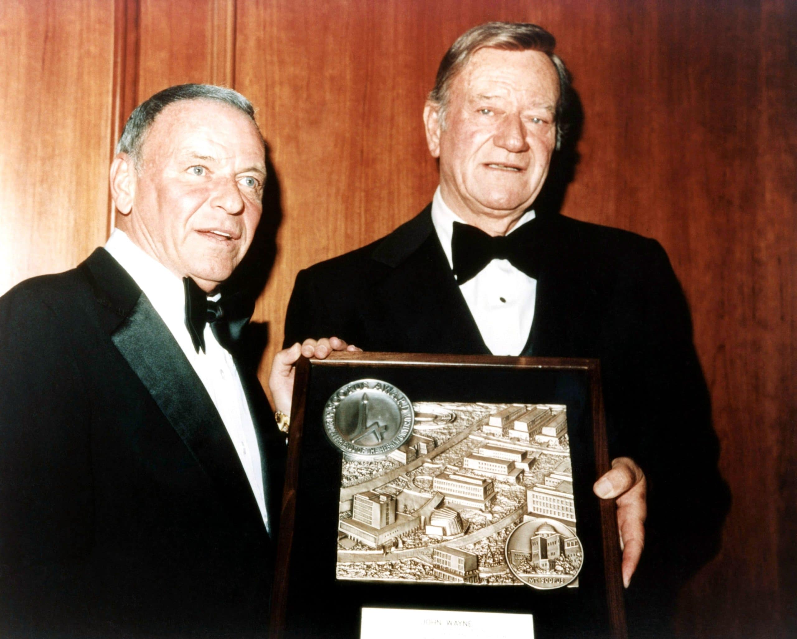 From left, Frank Sinatra, John Wayne, ca. 1970s