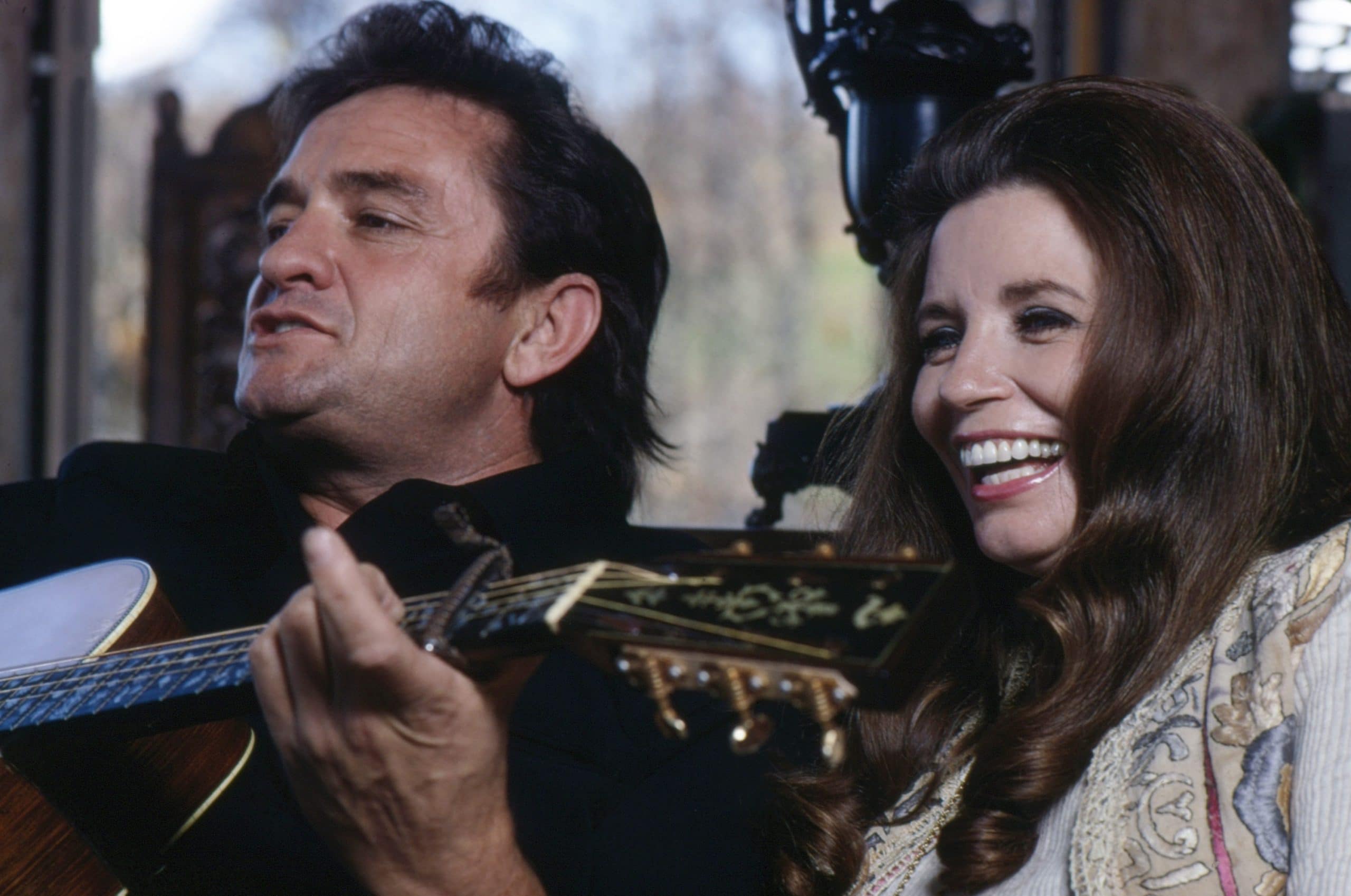 From left: Johnny Cash, June Carter Cash, at home in Hendersonville, TN, circa 1970