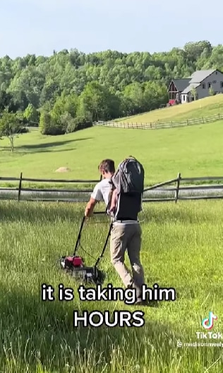 blake mealy mowing the lawn 