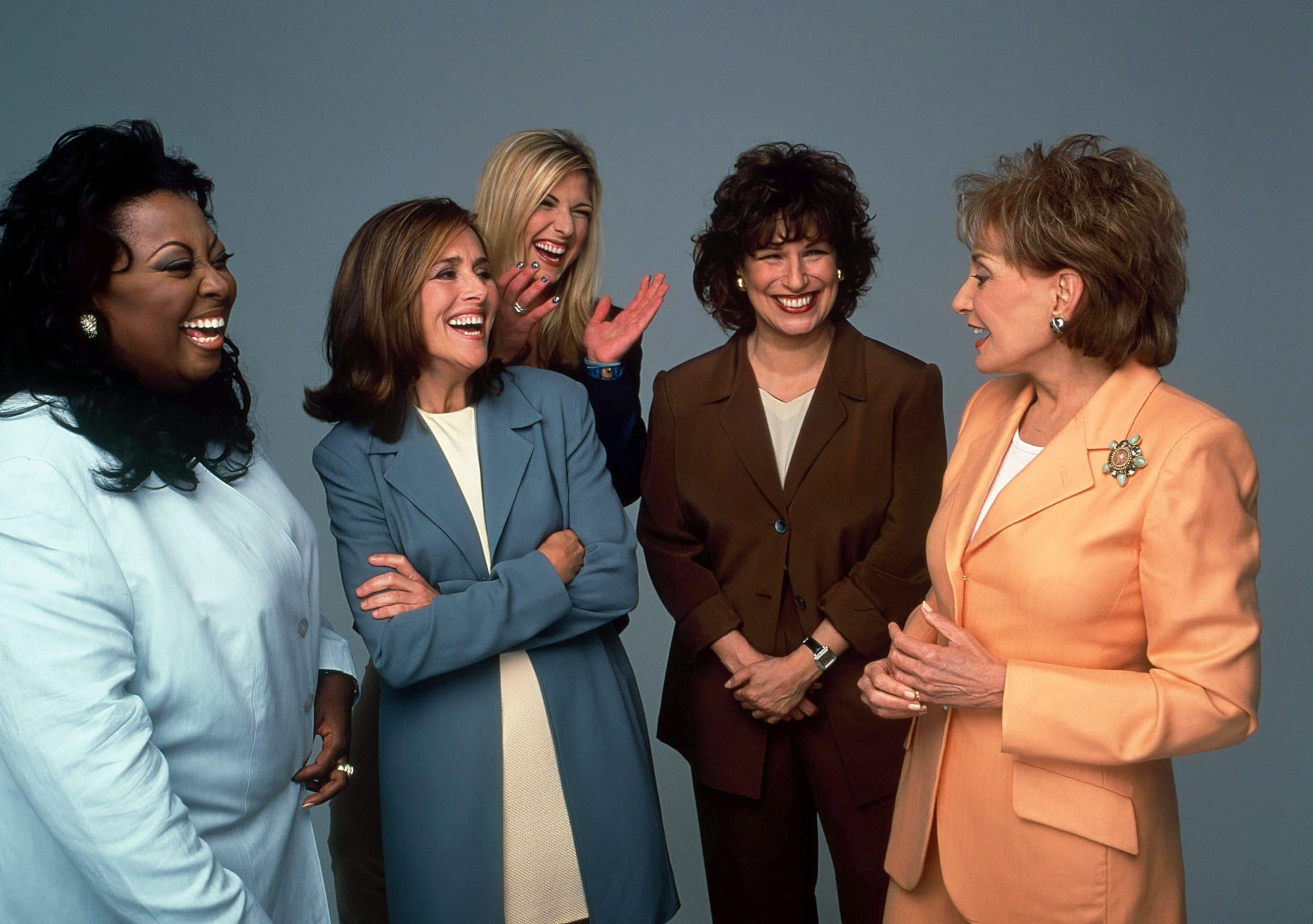 THE VIEW, from left: Star Jones, Meredith Vieira, Debbie Matenopoulos, Joy Behar, Barbara Walters, (1998)