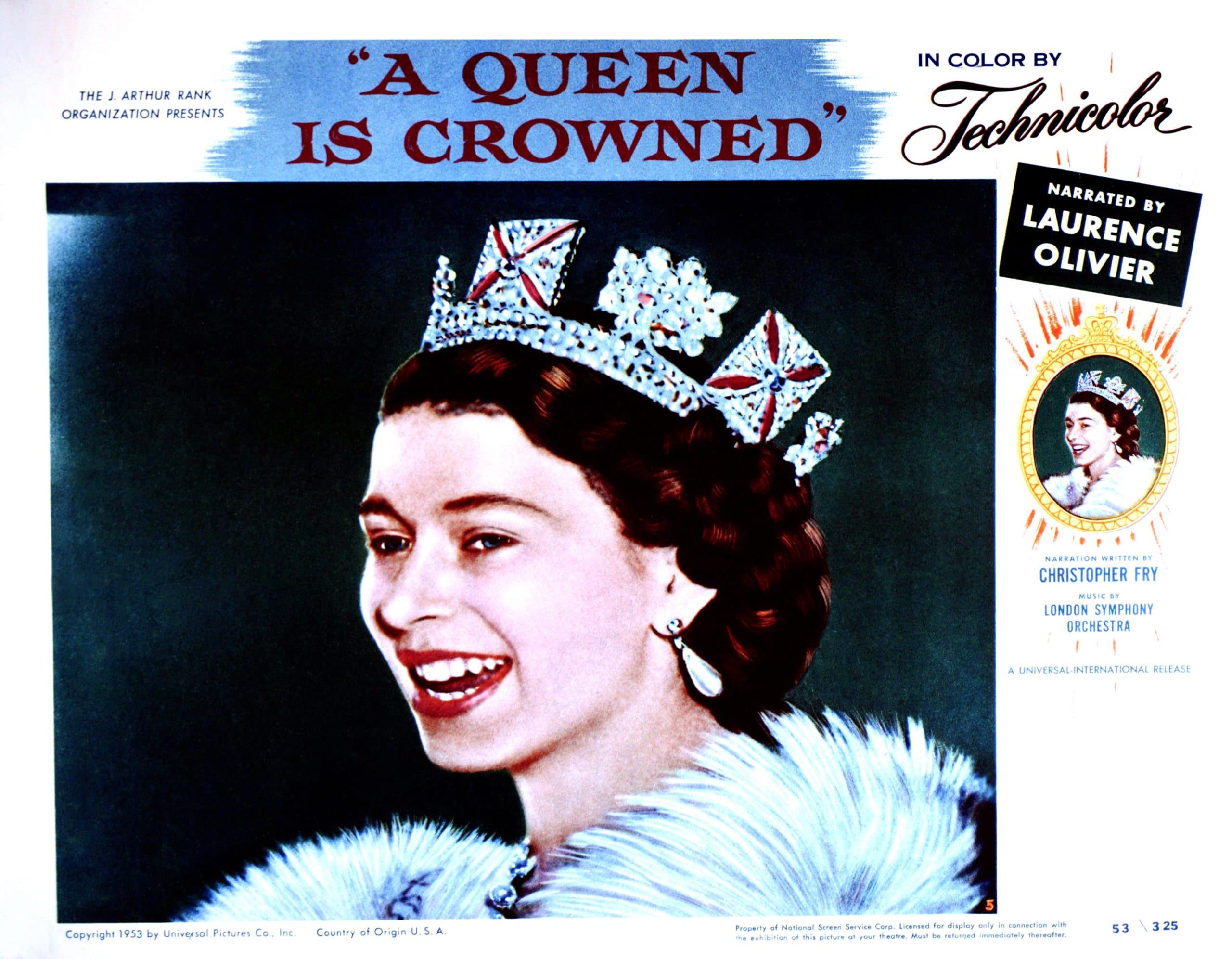 A QUEEN IS CROWNED, US lobbycard, Queen Elizabeth II, 1953 