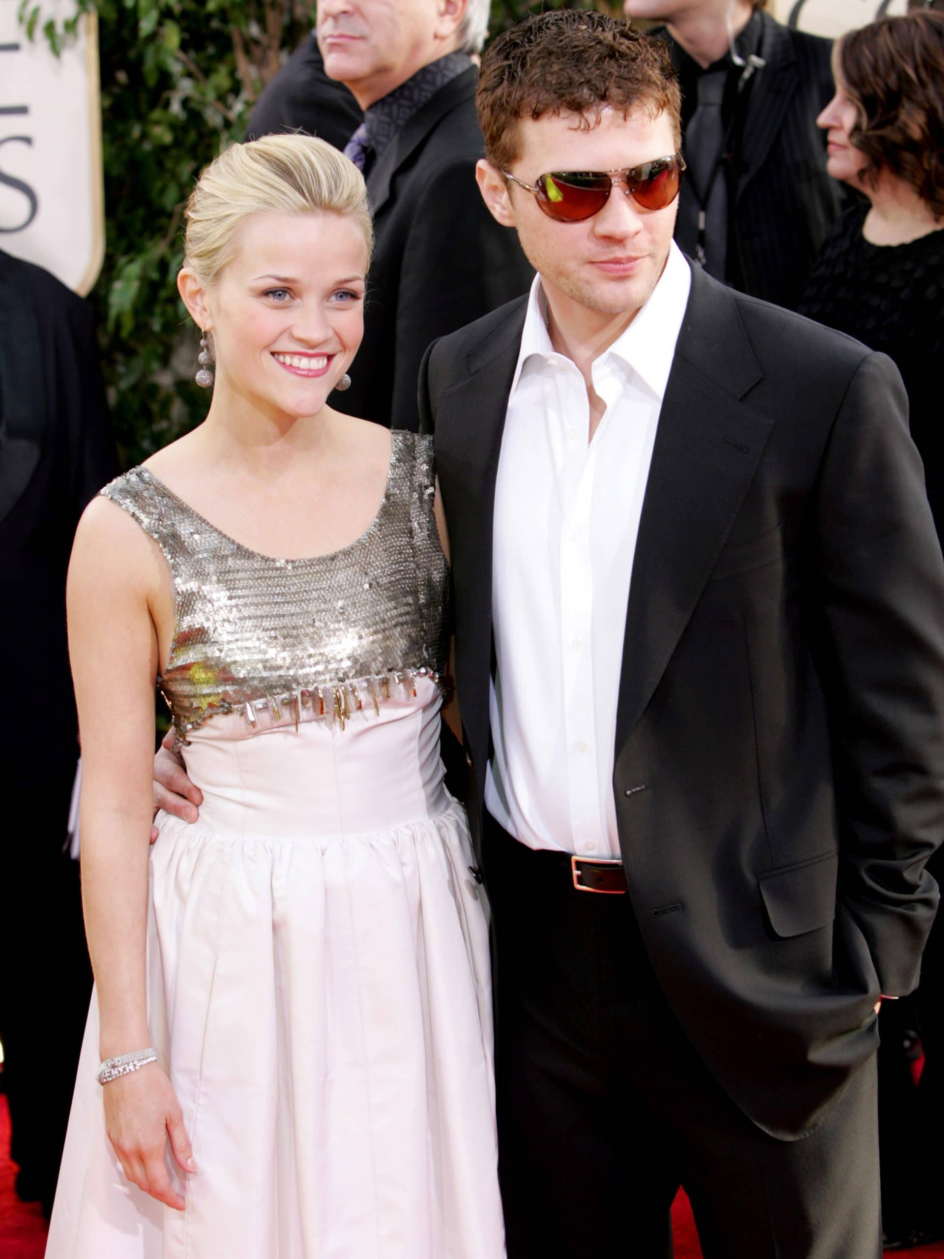 Resse Witherspoon (wearing a vintage couture Chanel dress), Ryan Phillippe on the red carpet at the 63rd annual Golden Globe Awards, Los Angeles, CA, January 16, 2006