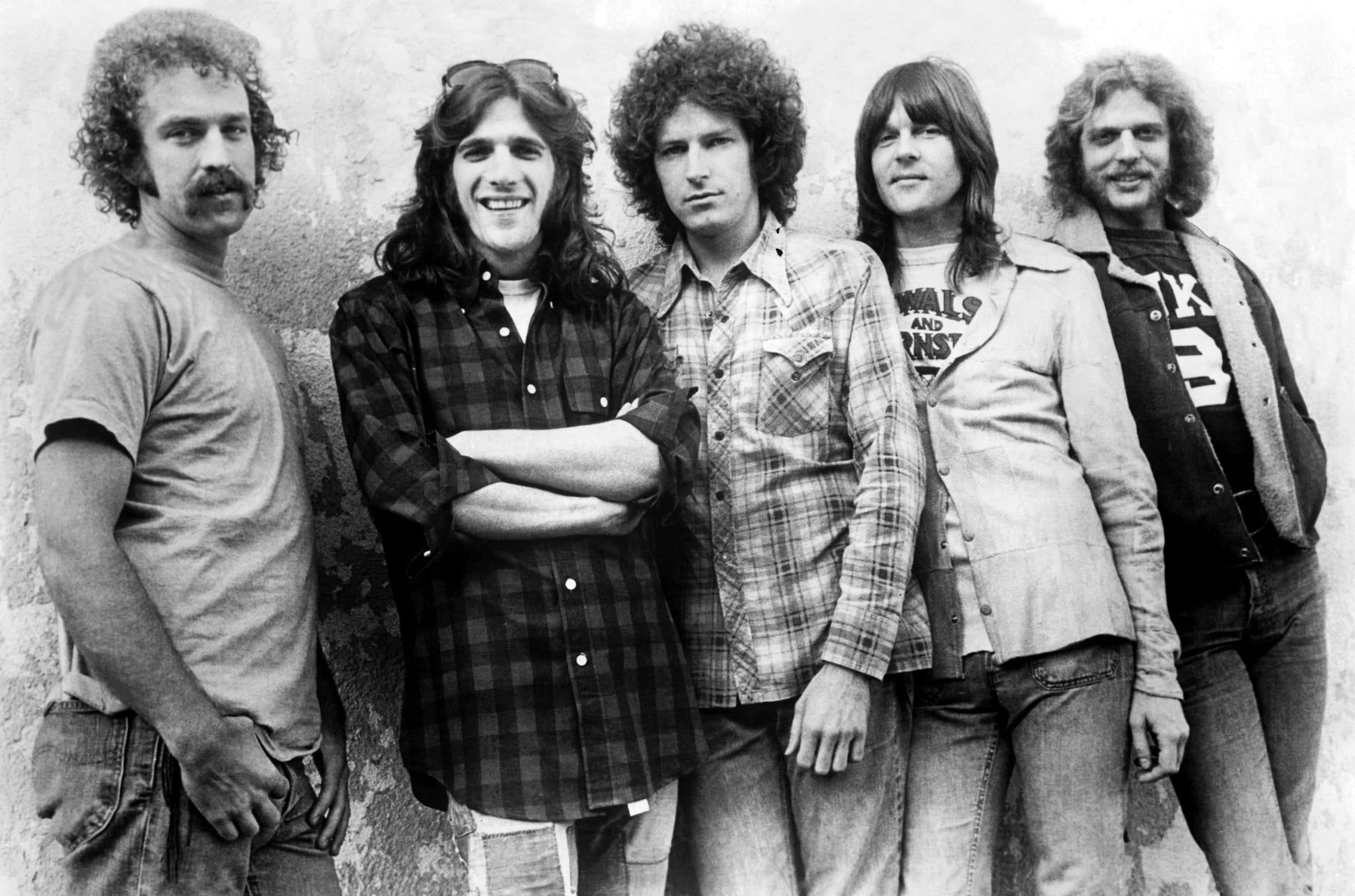 The Eagles, l to r: Bernie Leadon, Glenn Frey, Don Henley, Randy Meisner, Don Felder, ca. early 1970s