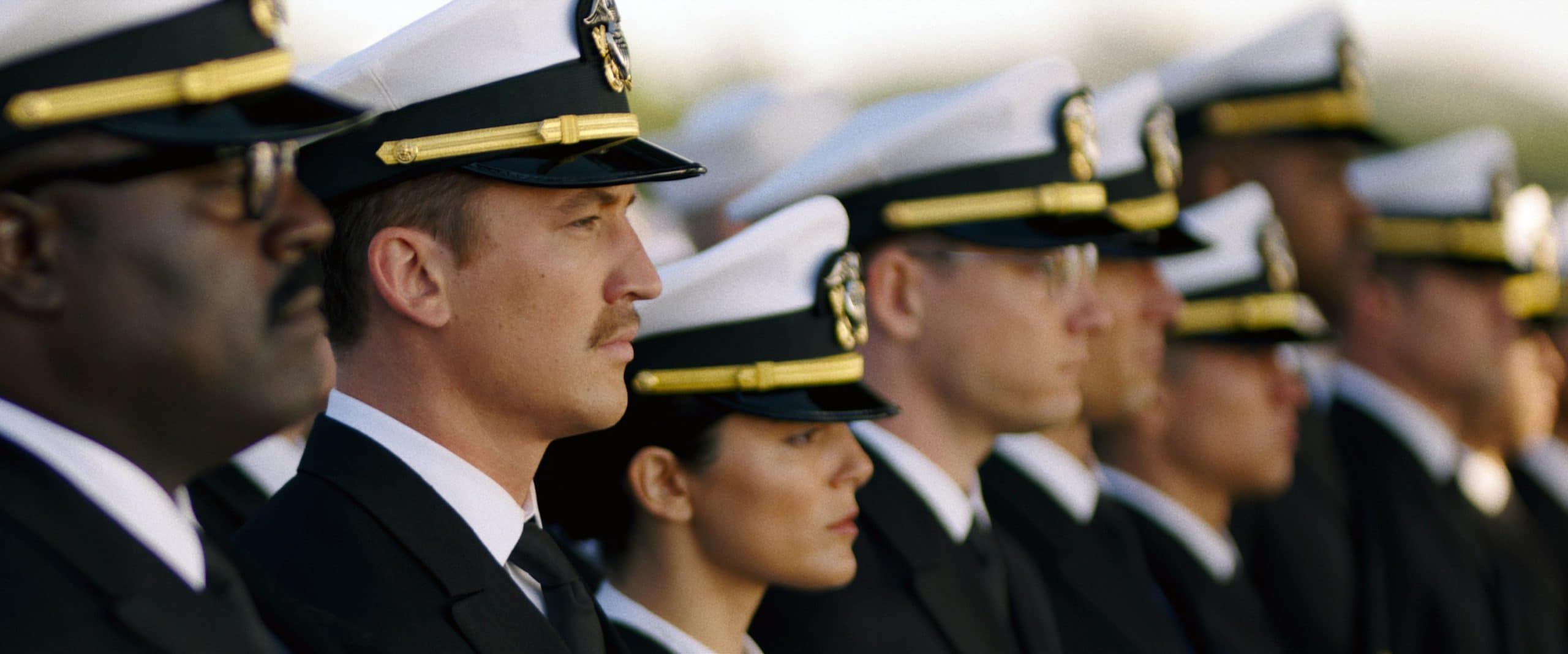 TOP GUN: MAVERICK, (aka TOP GUN 2), front, from left: Bashir Salahuddin, Miles Teller, Monica Barbaro, Lewis Pullman, 2022