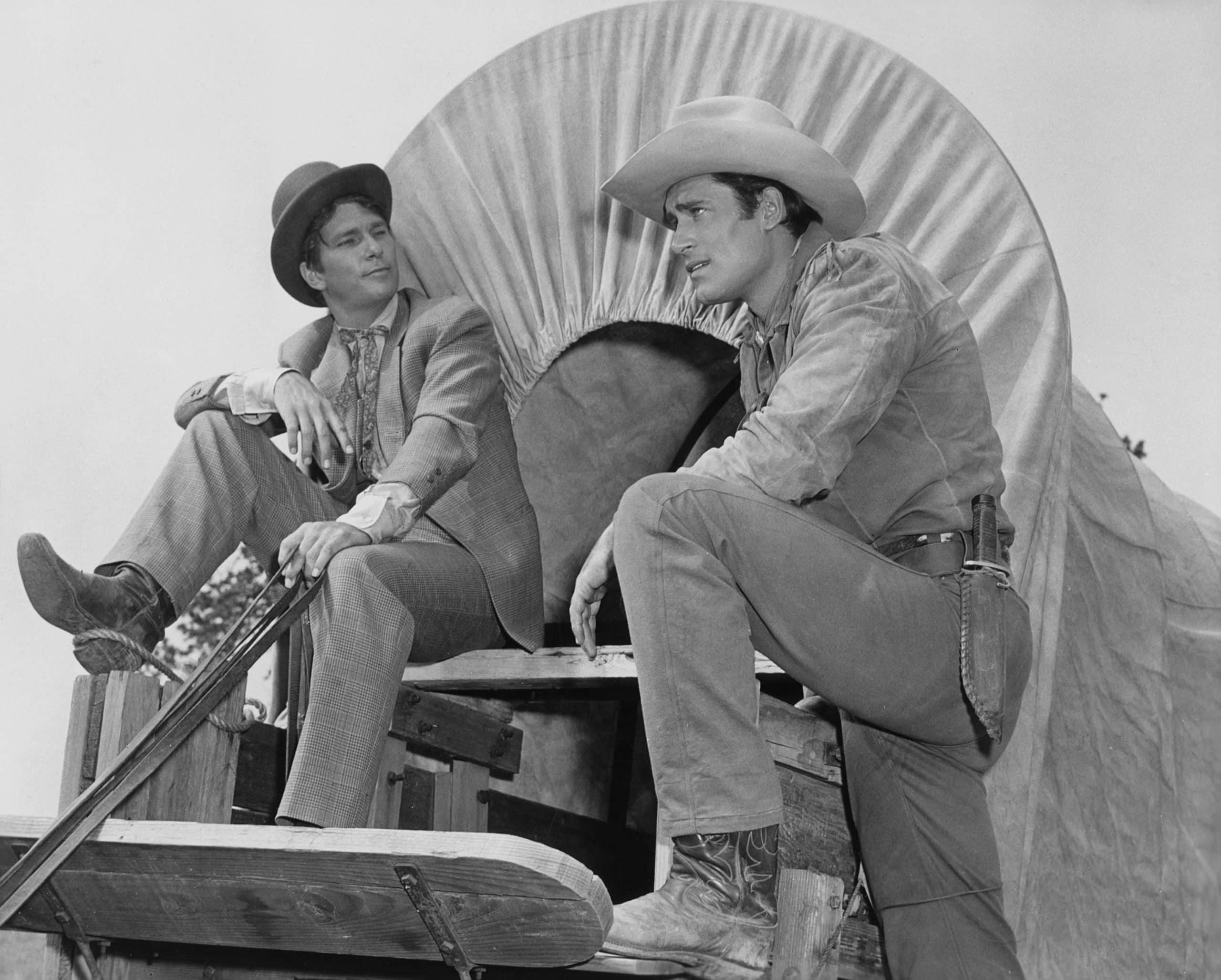 WARNER BROTHERS PRESENTS: CHEYENNE, from left: L.Q. Jones, Clint Walker, 1955-56