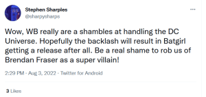 Brendan Fraser fans feel indignant on his behalf that Batgirl got axed